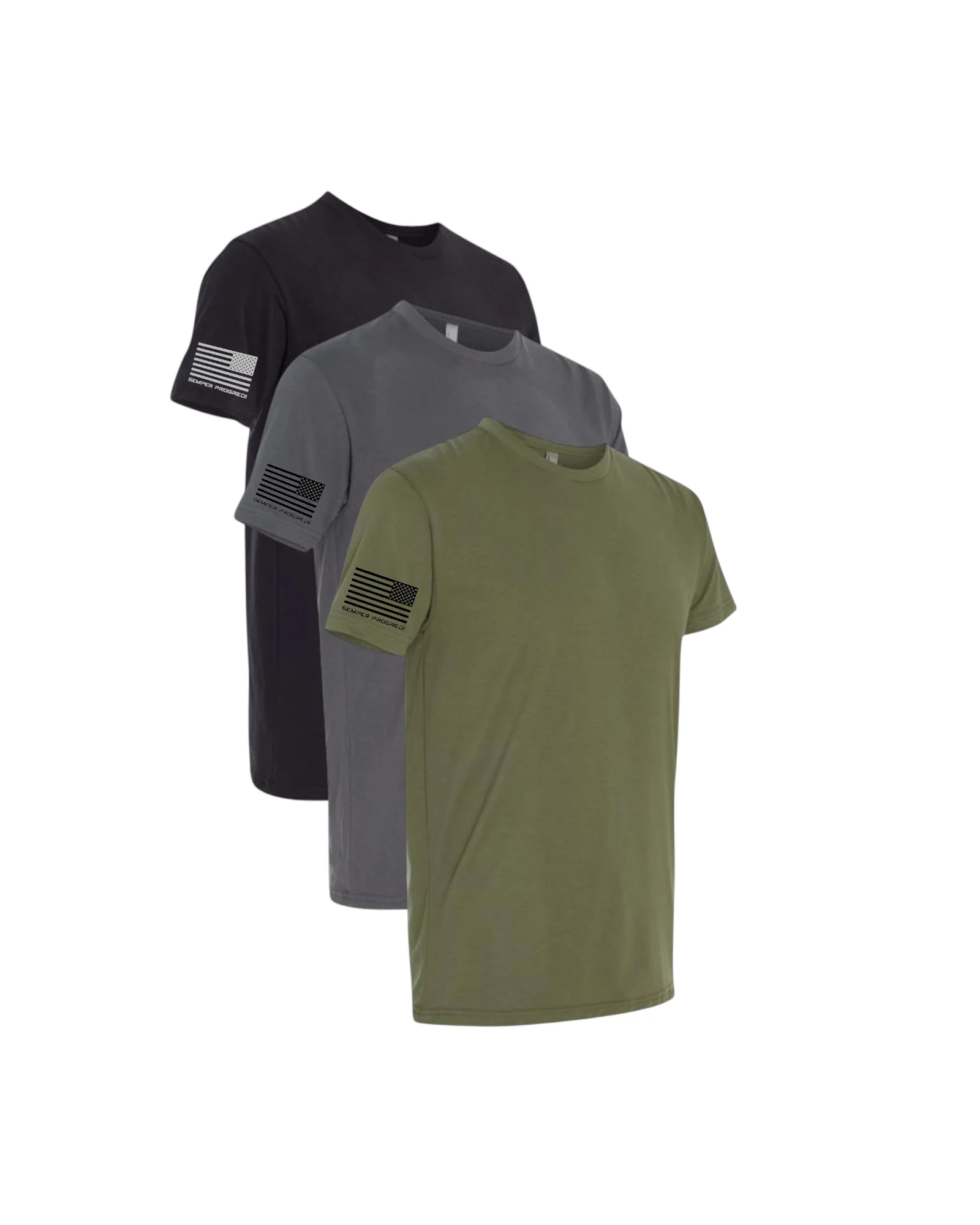 NEXT LEVEL 3 PACK SEMPER PROGREDI REV FLAG SHIRT-6410  ** FREE PVC PATCH