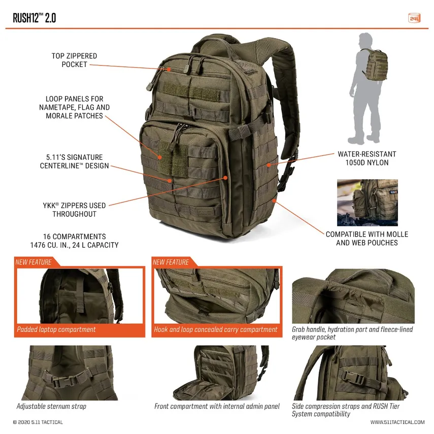 5.11 RUSH 12 2.0 BACKPACK - Image 3