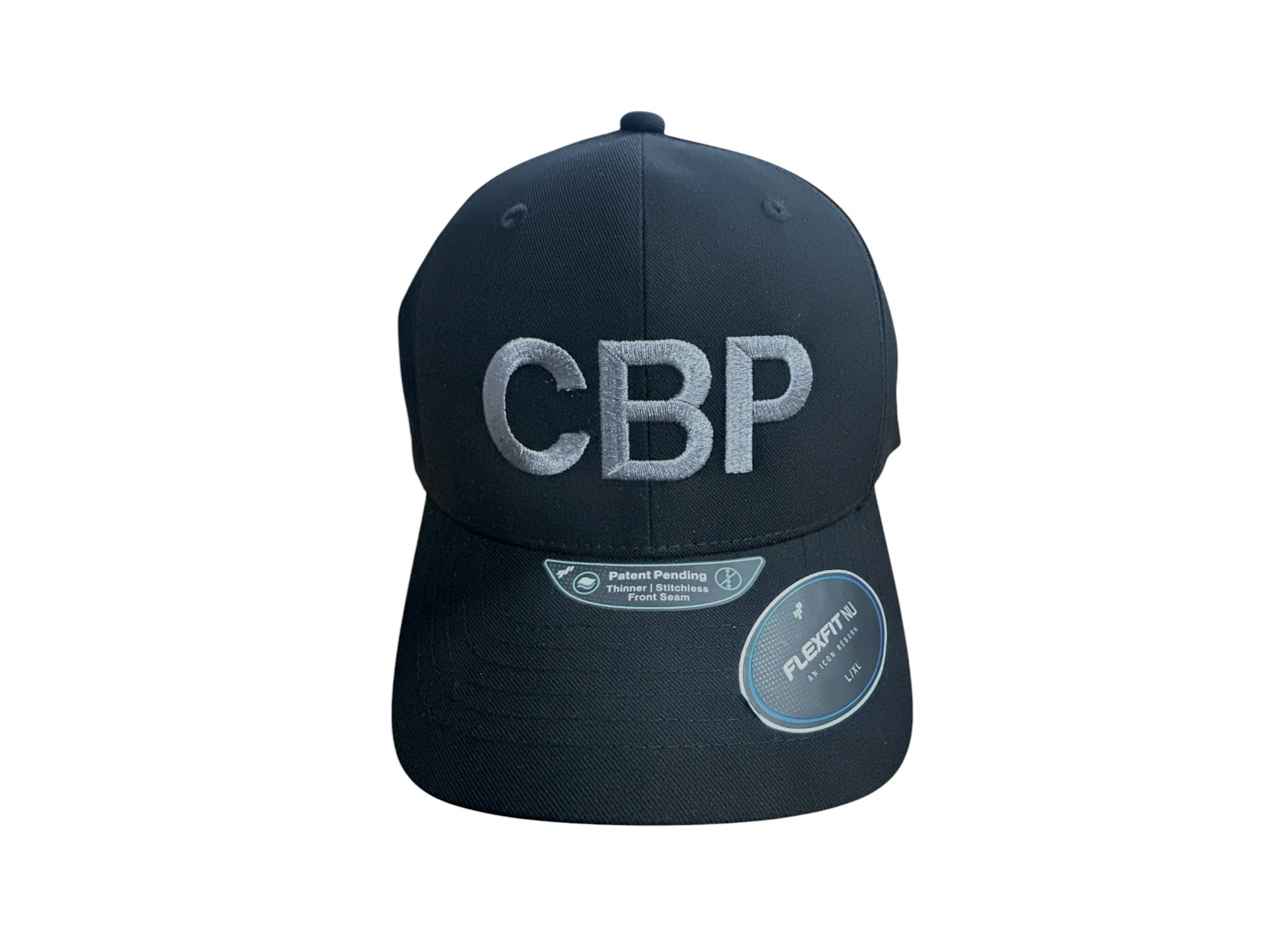 CBP GREY LETTERS EMBROIDERED ON BLACK FLEXFIT HAT - Image 2