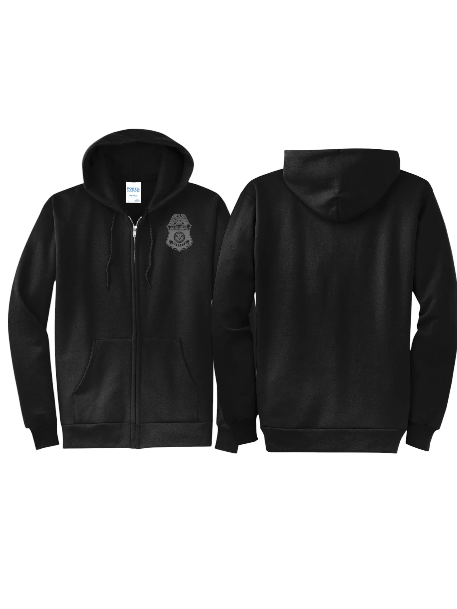 CBP OFFICER RAID ZIP UP HOODIE SWEATSHIRT BLACK/GREY INK-PC78ZH - Image 2
