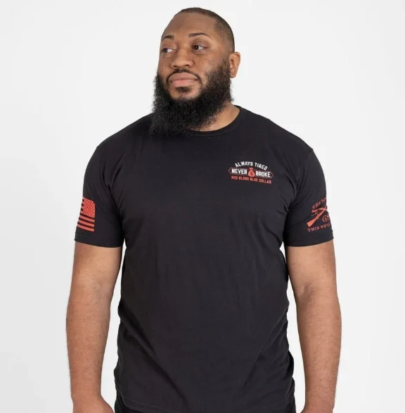 GRUNT STYLE ALWAYS TIRED NEVER BROKE T-SHIRT - BLACK - Image 2