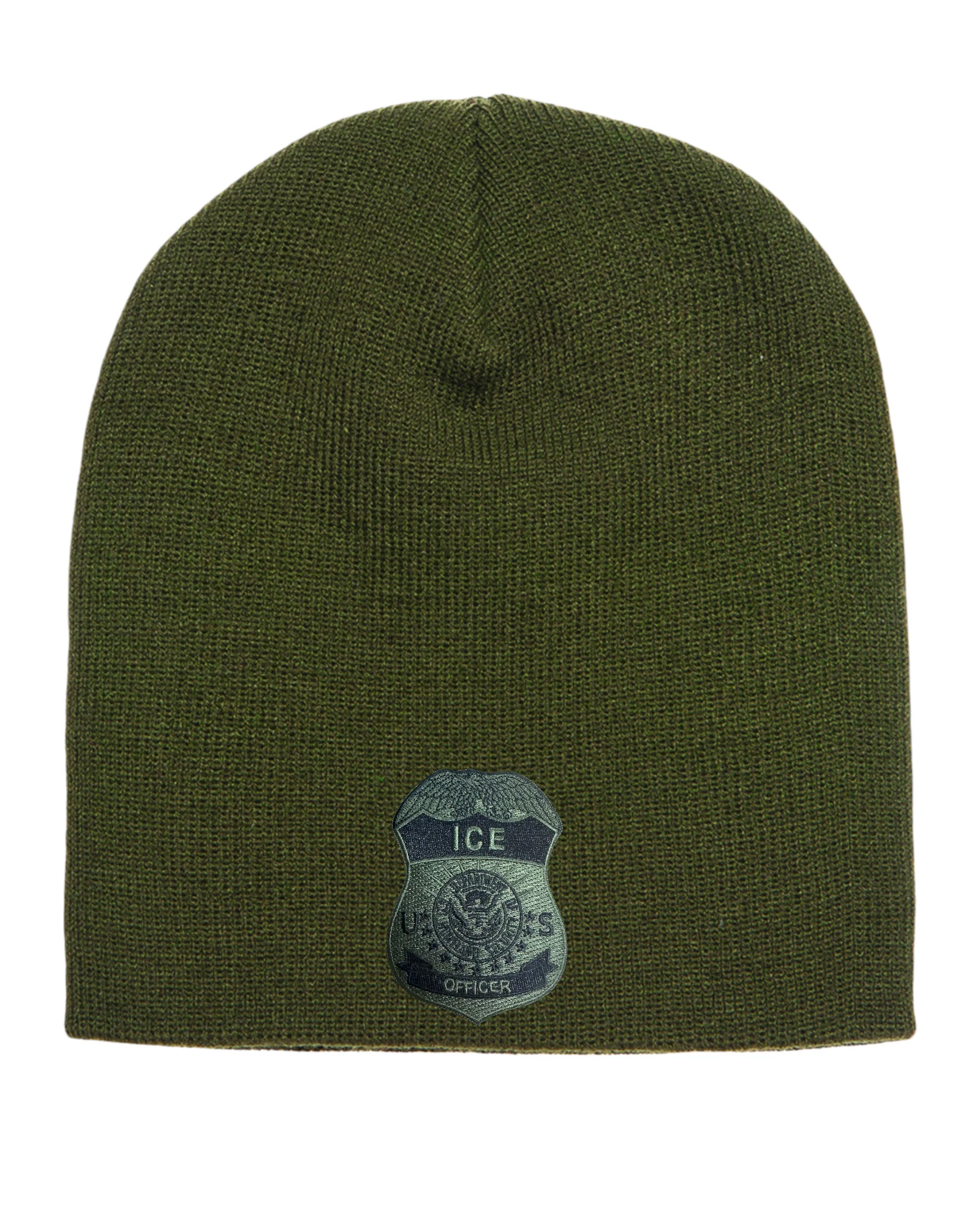 ICE OFFICER BADGE SKULL KNIT BEANIE - Image 11