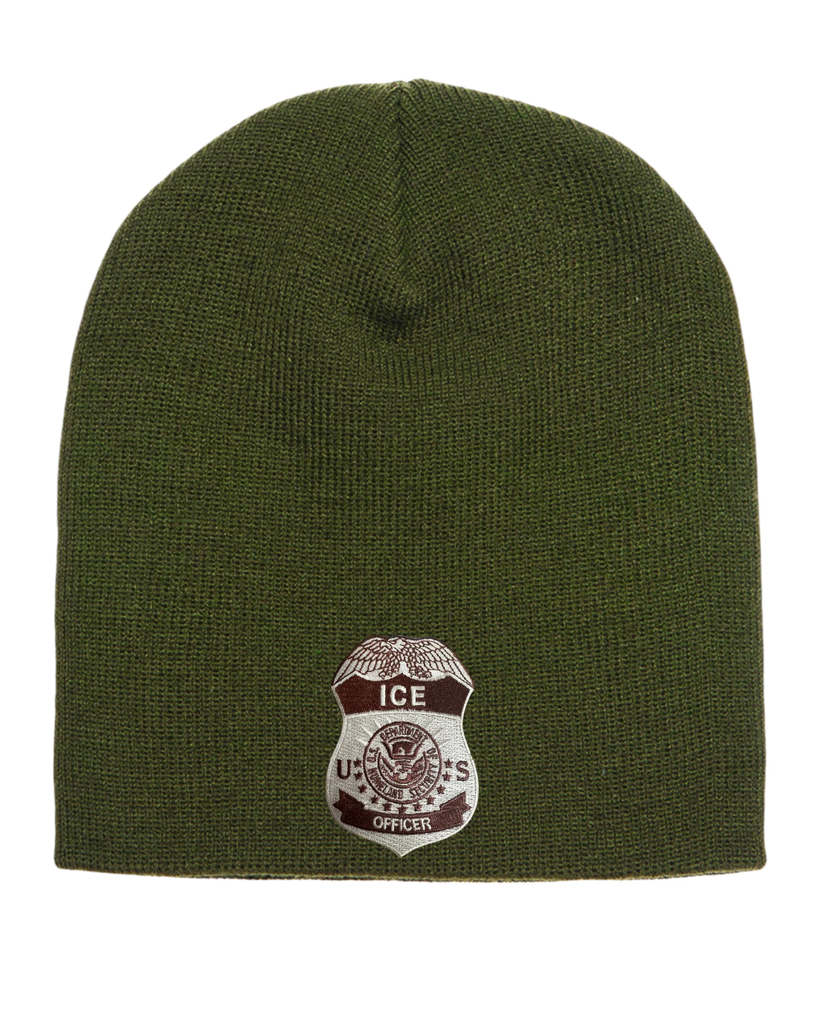 ICE OFFICER BADGE SKULL KNIT BEANIE - Image 12