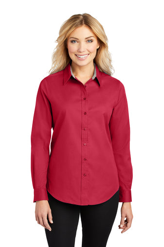 LADIES LONG SLEEVE BUTTON SHIRT L608 - Image 4