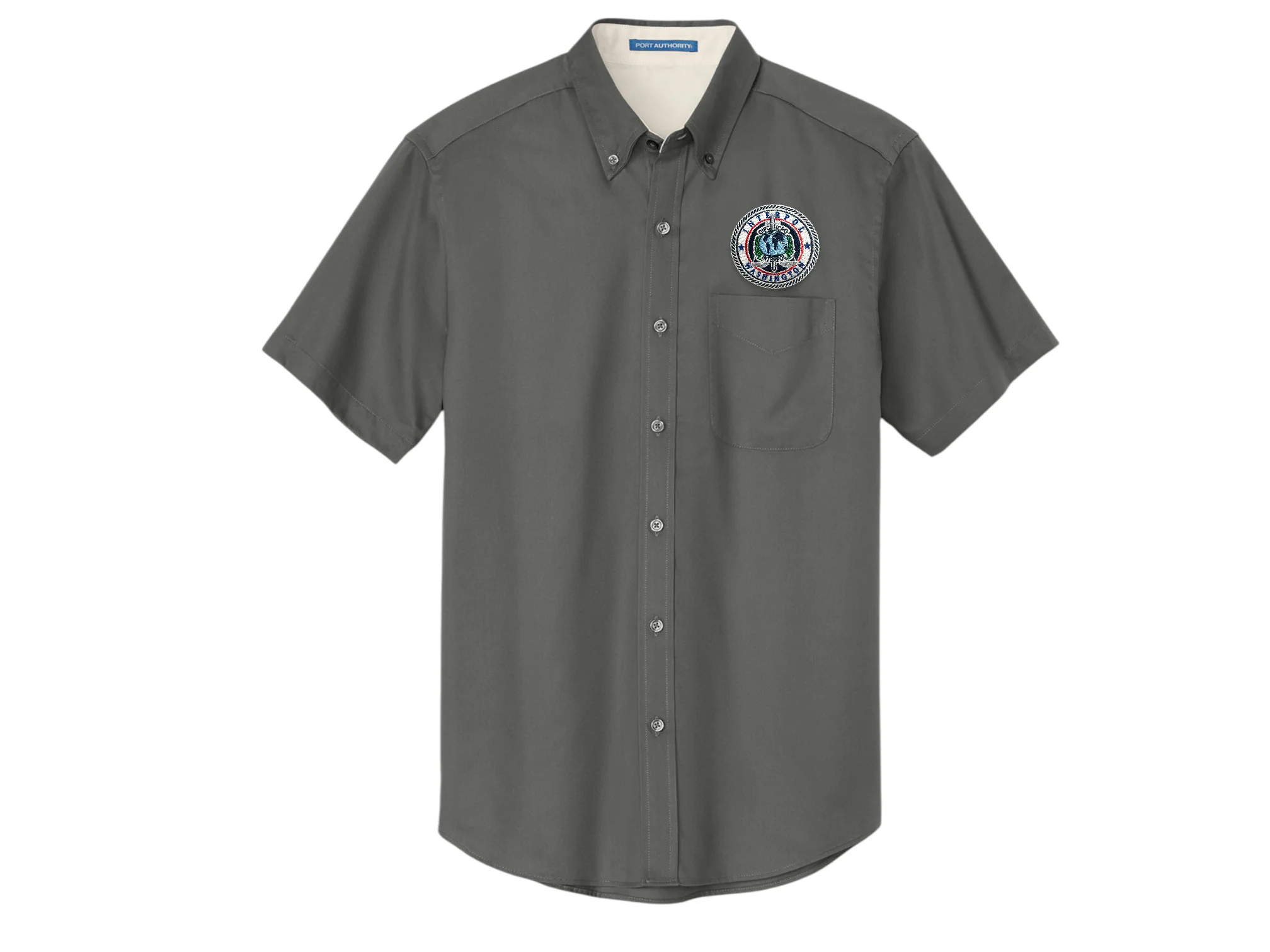 MEN'S EMBROIDERED INTERPOL WASHINGTON BUTTON UP DRESS SHIRT-S508 - Image 4