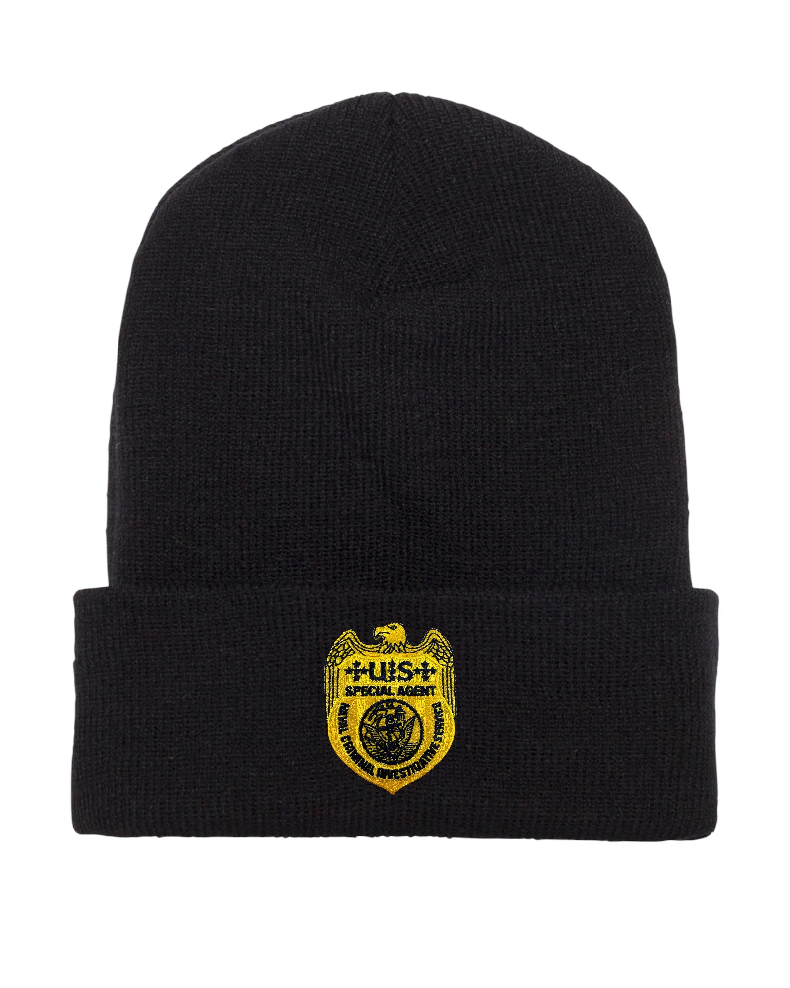 NCIS SPECIAL AGENT BADGE ON CUFFED KNIT BEANIE