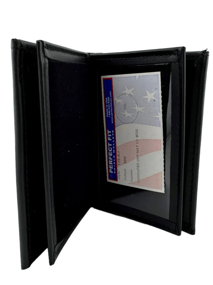 BOP BADGE WALLET 125-A USDOJ/FED-BLACK- FEDERAL OFFICER - Image 3