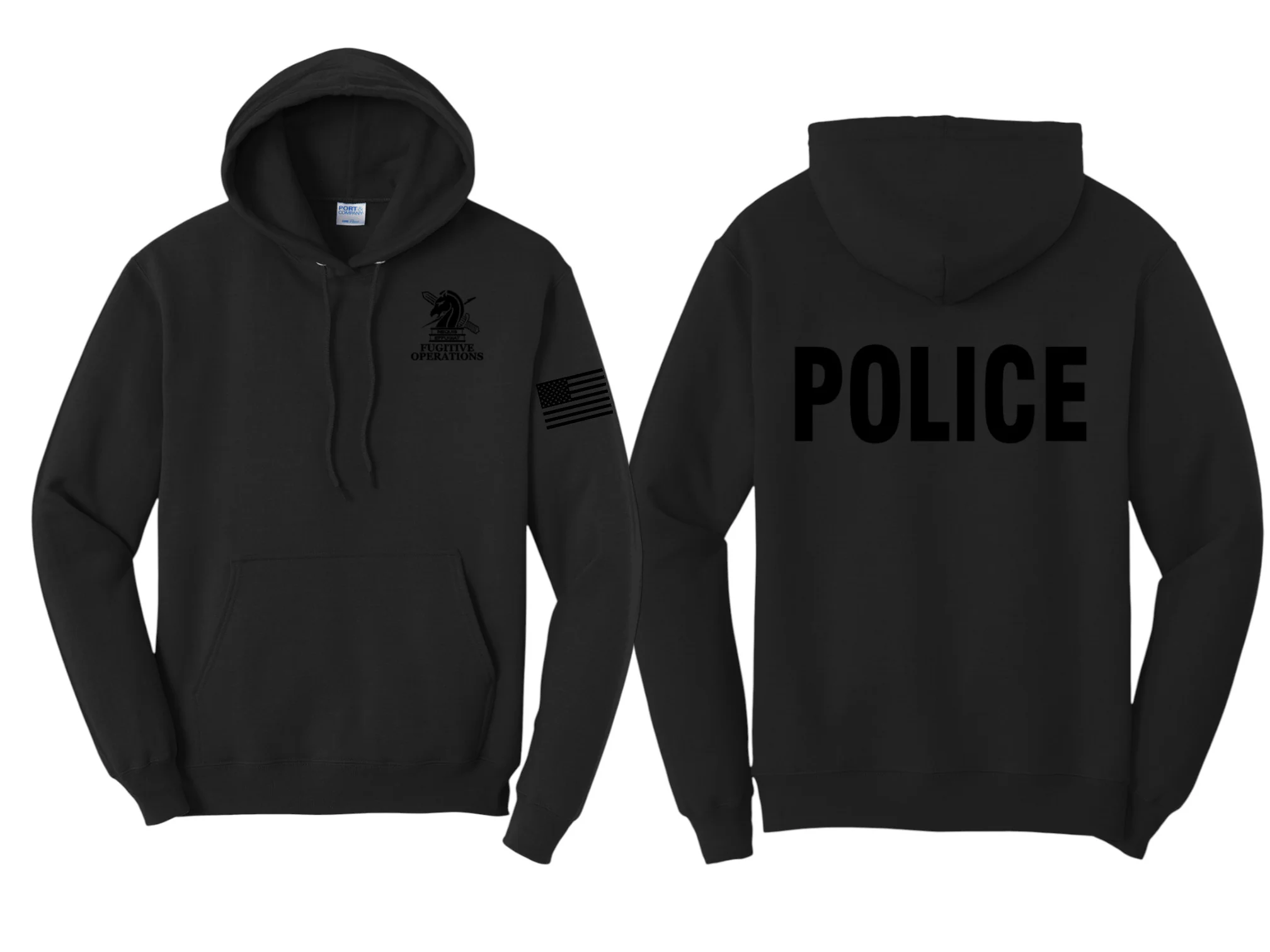 PRINTED ICE FUGITIVE OPS POLICE HOODED SWEATSHIRT 50/50 FLEECE PC78H - Image 2