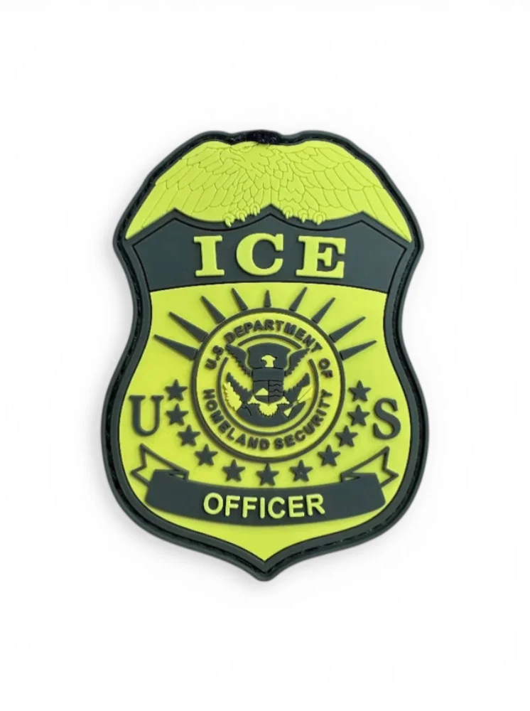 PVC ICE BADGE PATCH-OD/GOLD 3.25" CLEARANCE