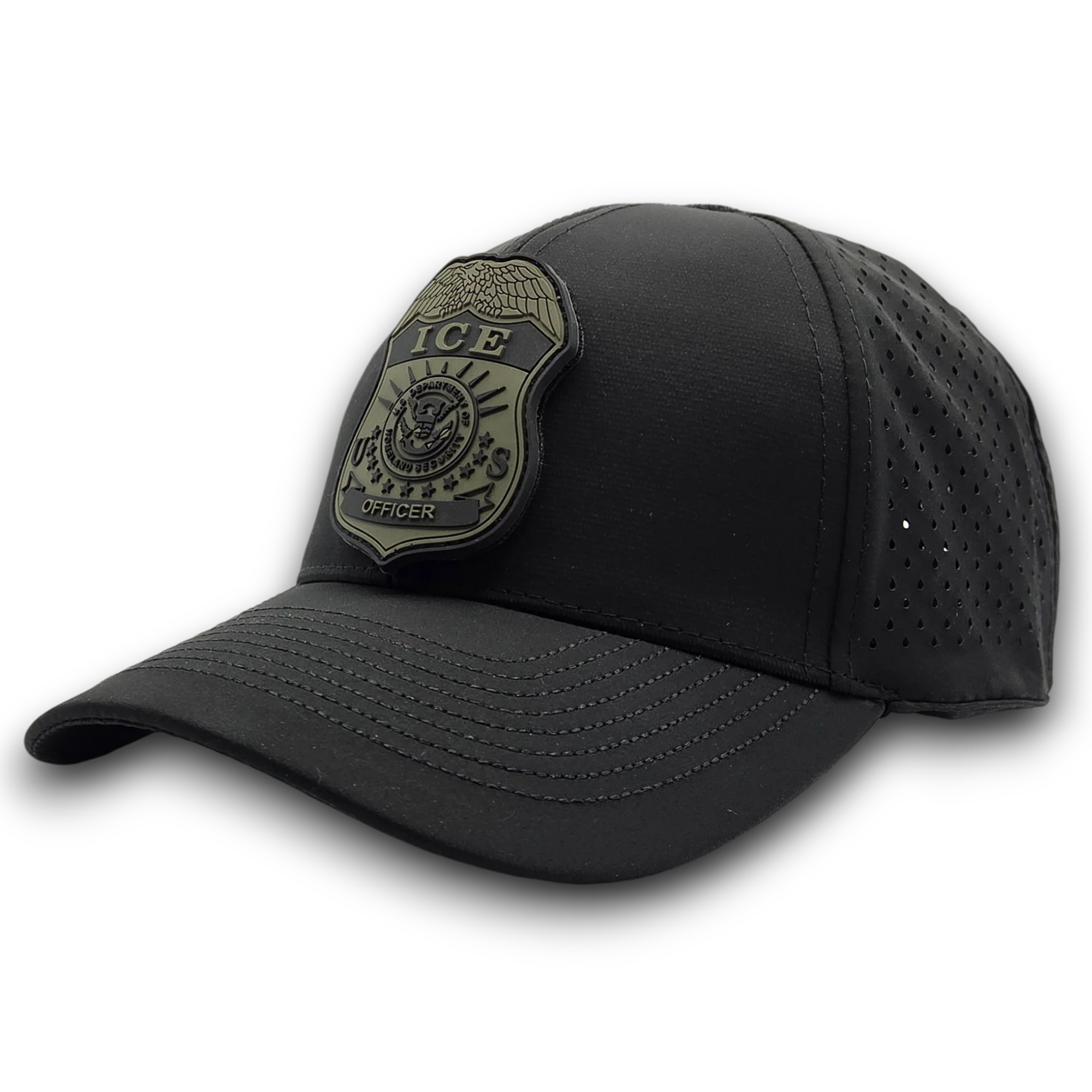 SCS BRAND PERFORATED MESH HAT W/ INTERCHANGEABLE ICE OFFICER BADGE PVC PATCH - Image 5