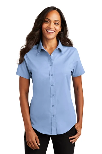 SHORT SLEEVE LADIES BUTTON SHIRT L508 - Image 11