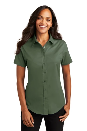 SHORT SLEEVE LADIES BUTTON SHIRT L508 - Image 9